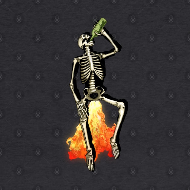 Dead funny Skeleton drink, drinking, drunk, bottle flaming fart by SmerkinGherkin